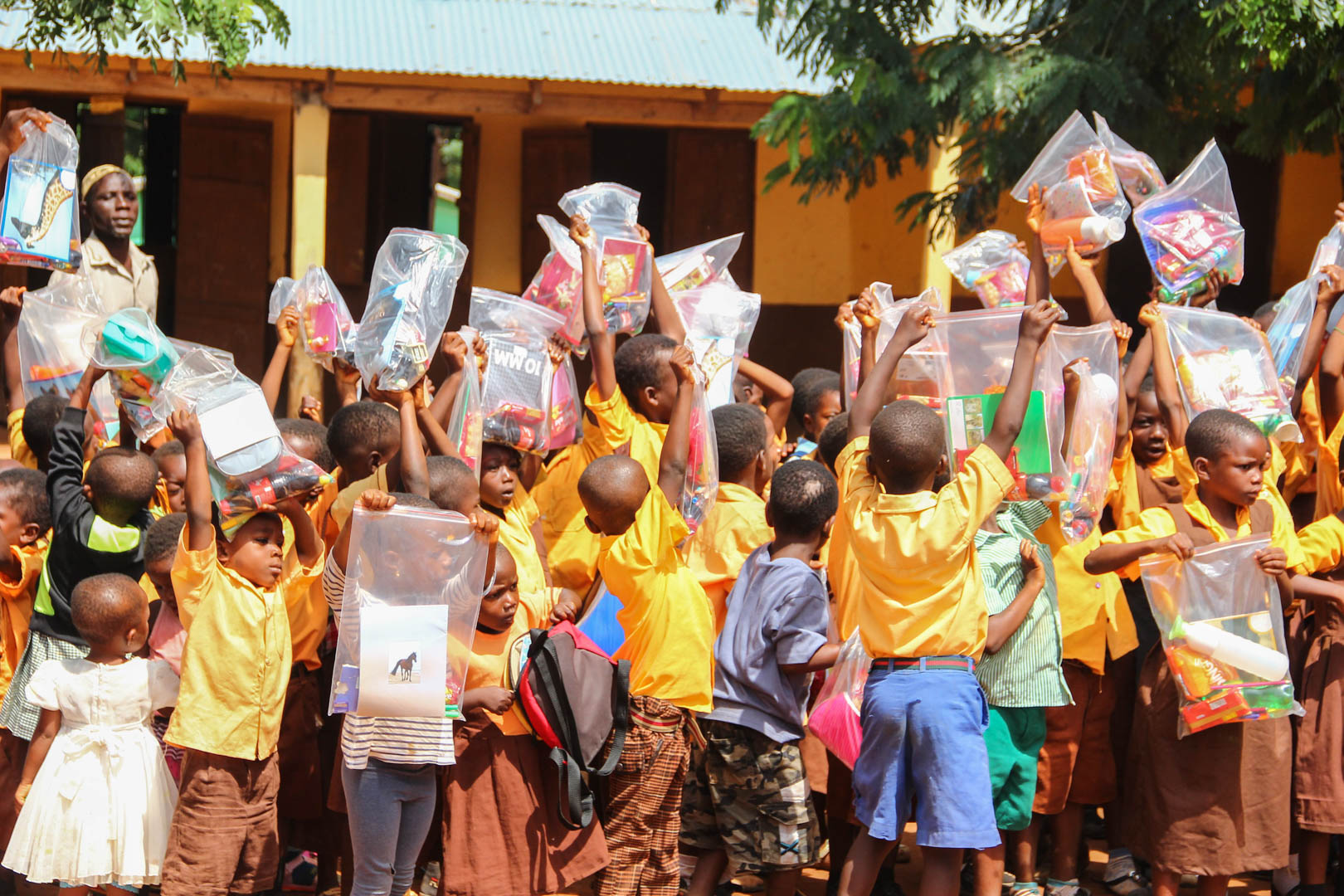Happy kids after charity donations- courtesy smileatschool